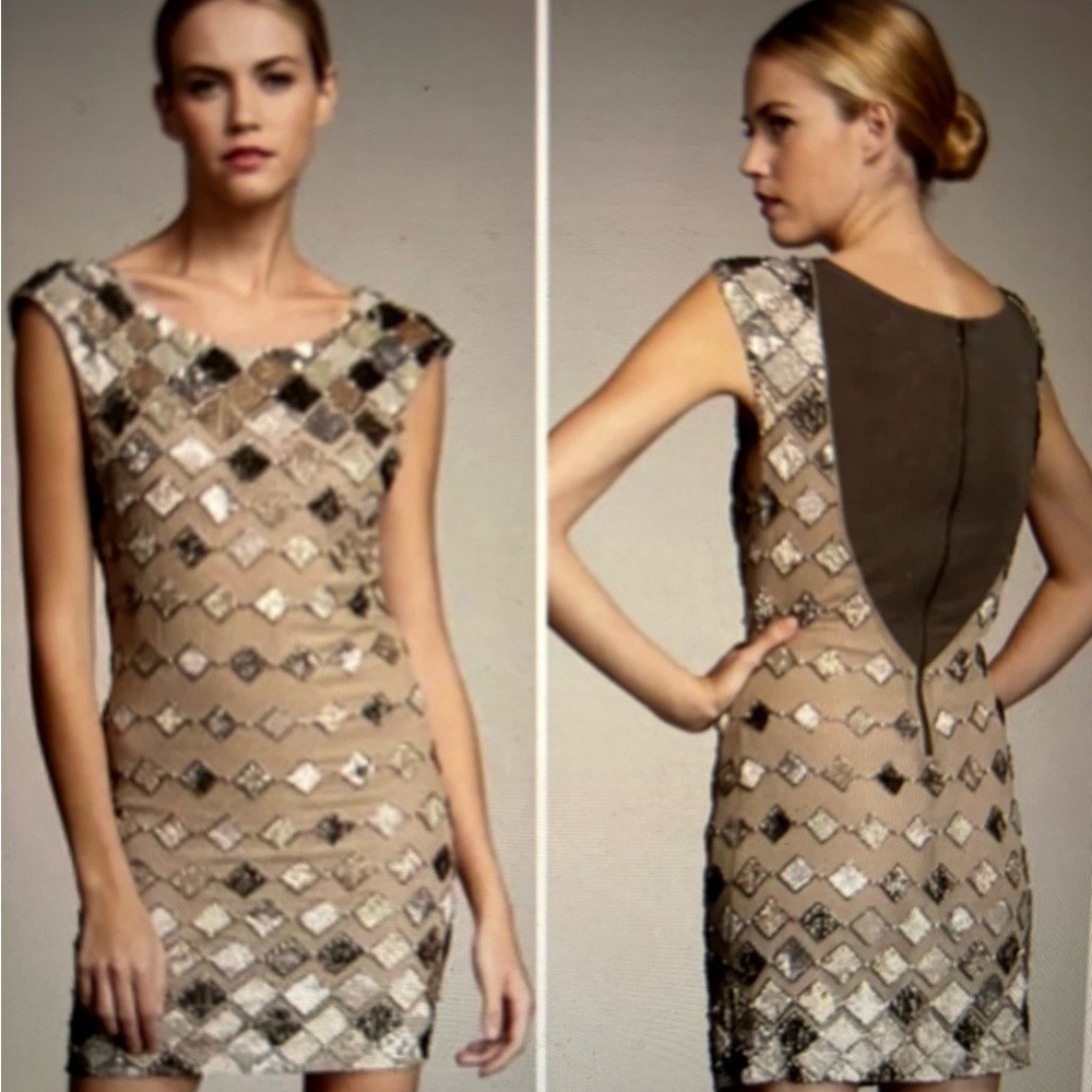 Alice + Olivia Vista Beaded Sequin Holiday Cocktail Dress